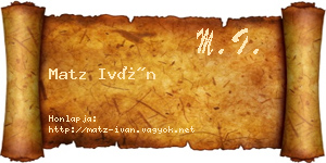 Matz Iván névjegykártya